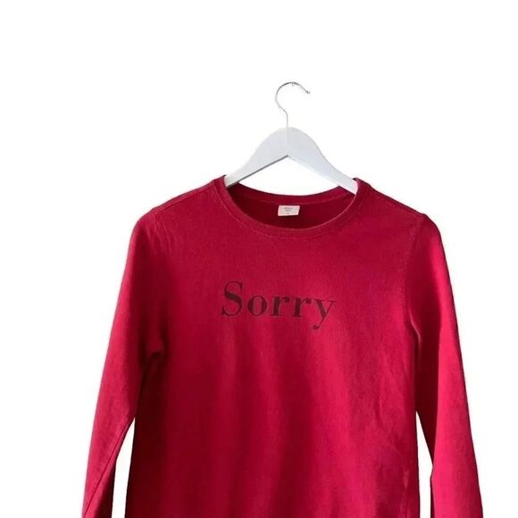 KOAJ Red Long Sleeves Crewneck “Sorry” Cotton Sweatshirt Sz S - Picture 3 of 9
